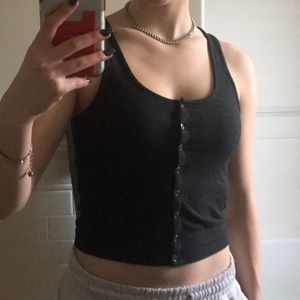 Charcoal Gray Button-Down Tank (Forever 21)